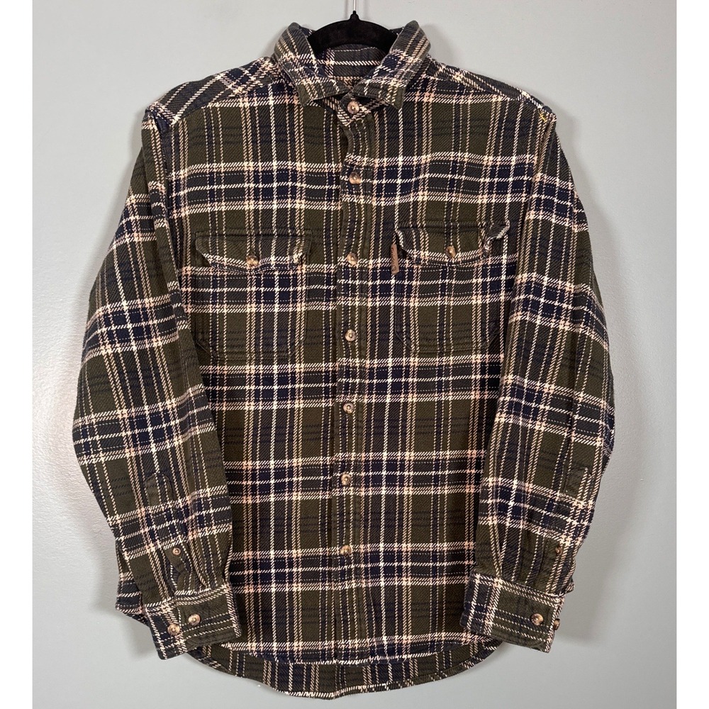 Guide Series Men's Plaid Flannel Button Up Shirt Long‎ Sleeve Green Size M